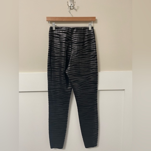 Zara Black Metallic Faux Leather Zebra Skinny Leggings Size XS - Picture 6 of 7